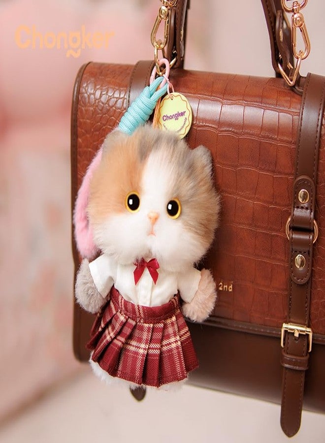 Chongker Plush Keychain, 4.7" Inch Cute Stuffed Animal Keychain, Cat Plush Purse Charm Pendant Gift for Women Bag Pet Lovers (Silver-Gray Cat) - Image 3